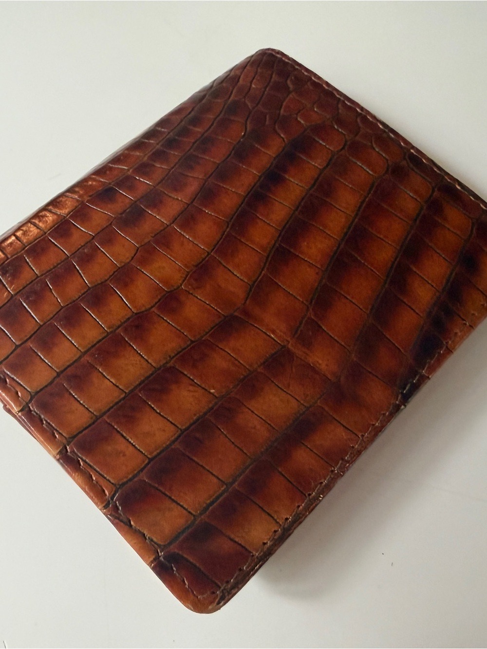 Brahmin Brown Croc-Embossed Leather Card Holder